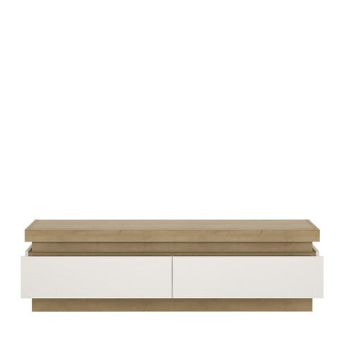 Lyon 2 drawer TV cabinet in Riviera Oak/White High Gloss